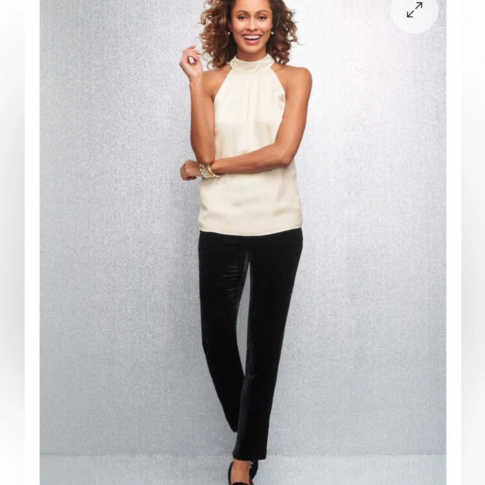 Talbots Navy Velvet‎ Tapered Ankle Pants Size 12 P Holiday Party Cocktail NWT